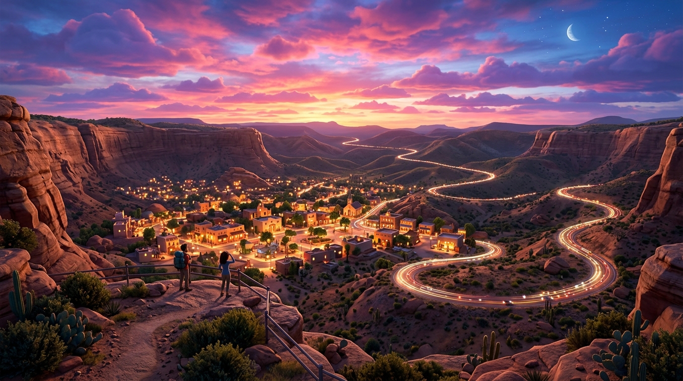 Valle de Radiator Springs al atardecer